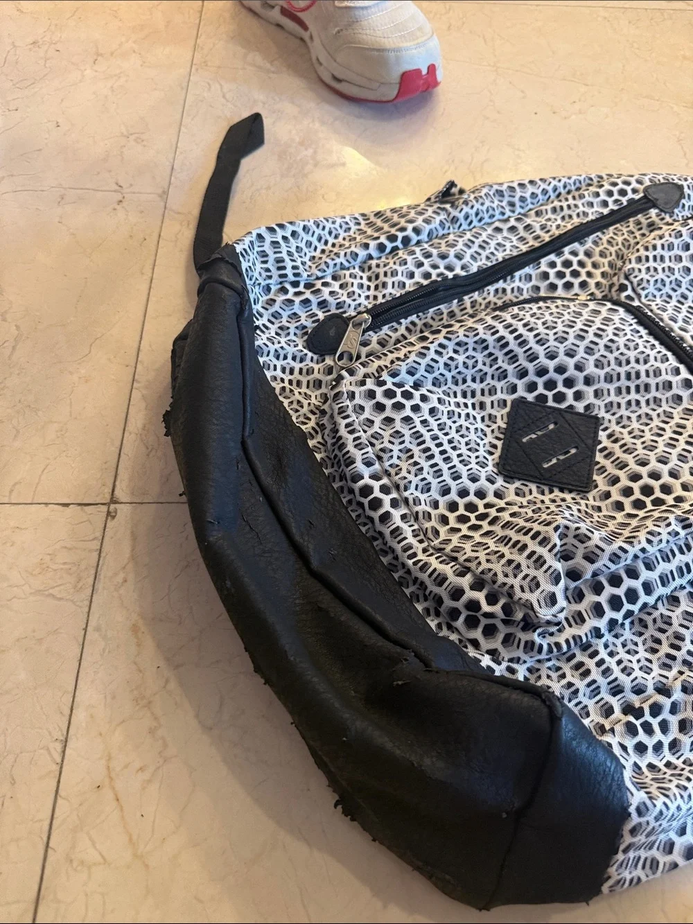 JanSport Black and White Honeycomb Pattern Backpack